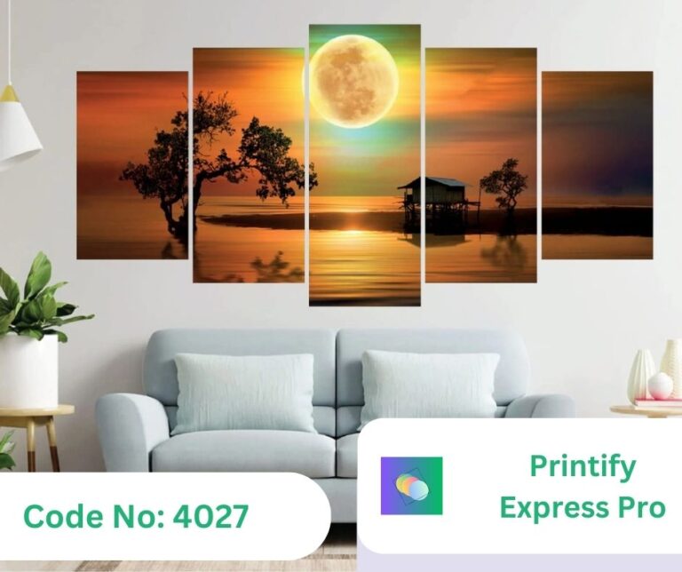 Myrdsio 5-Piece Canvas Wall Art: Lovely Paintings of Silent Nights and Full Moons Giclee poster art prints of a seascape for the living room